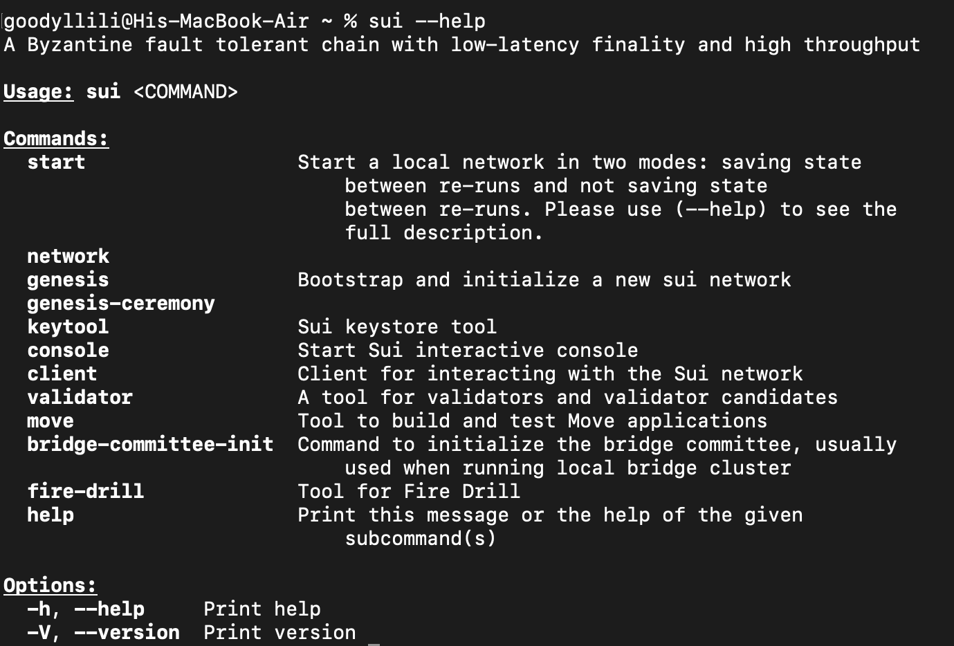 Help on Sui CLI