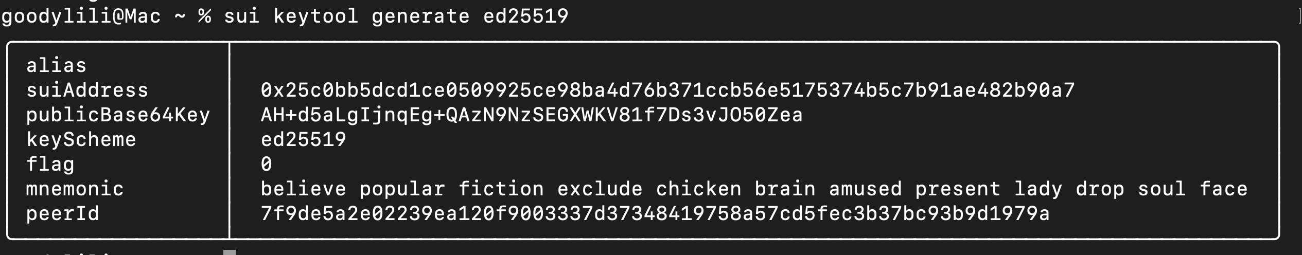 Generate Key Sui CLI