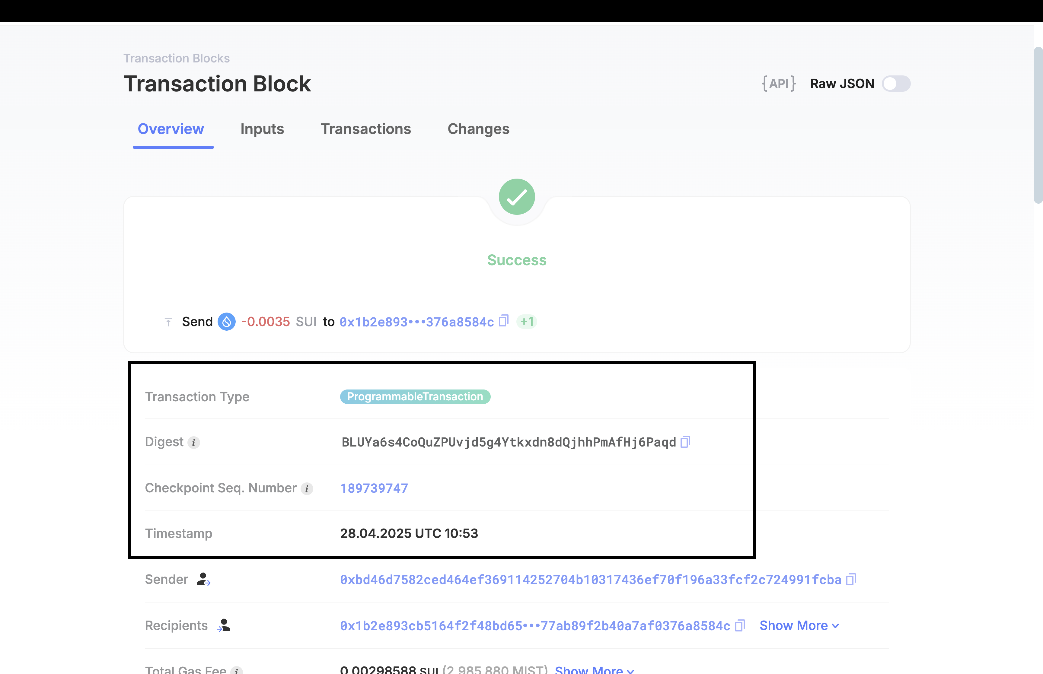 Programmable Transactions on Explorer